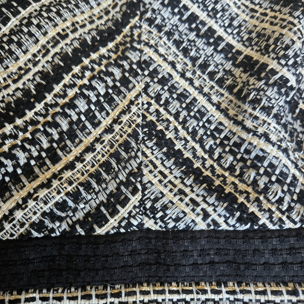 H&M Woven Textured Mini Dress with Cap Sleeves, Full Lined - Black, Cream & Gold - Picture 4 of 4